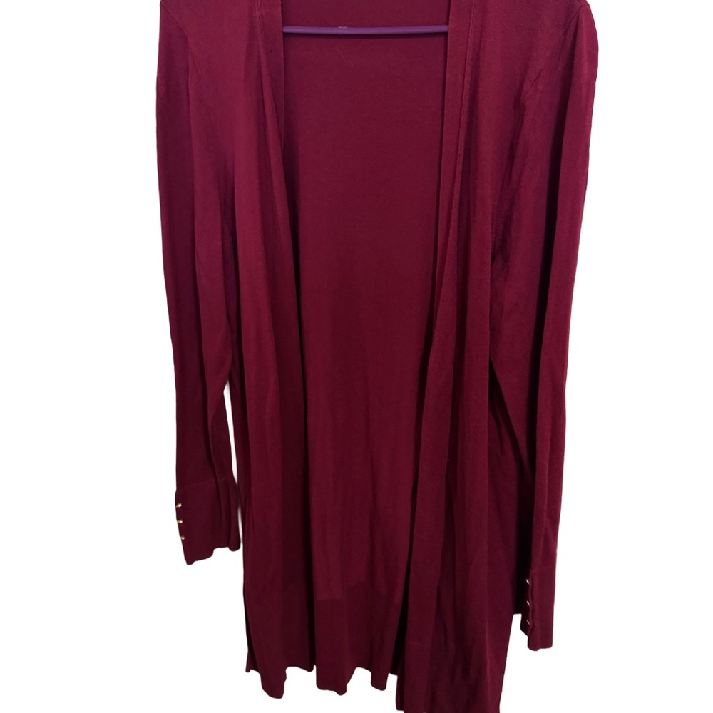 Talbots Open-Front Long Cardigan - Burgundy
